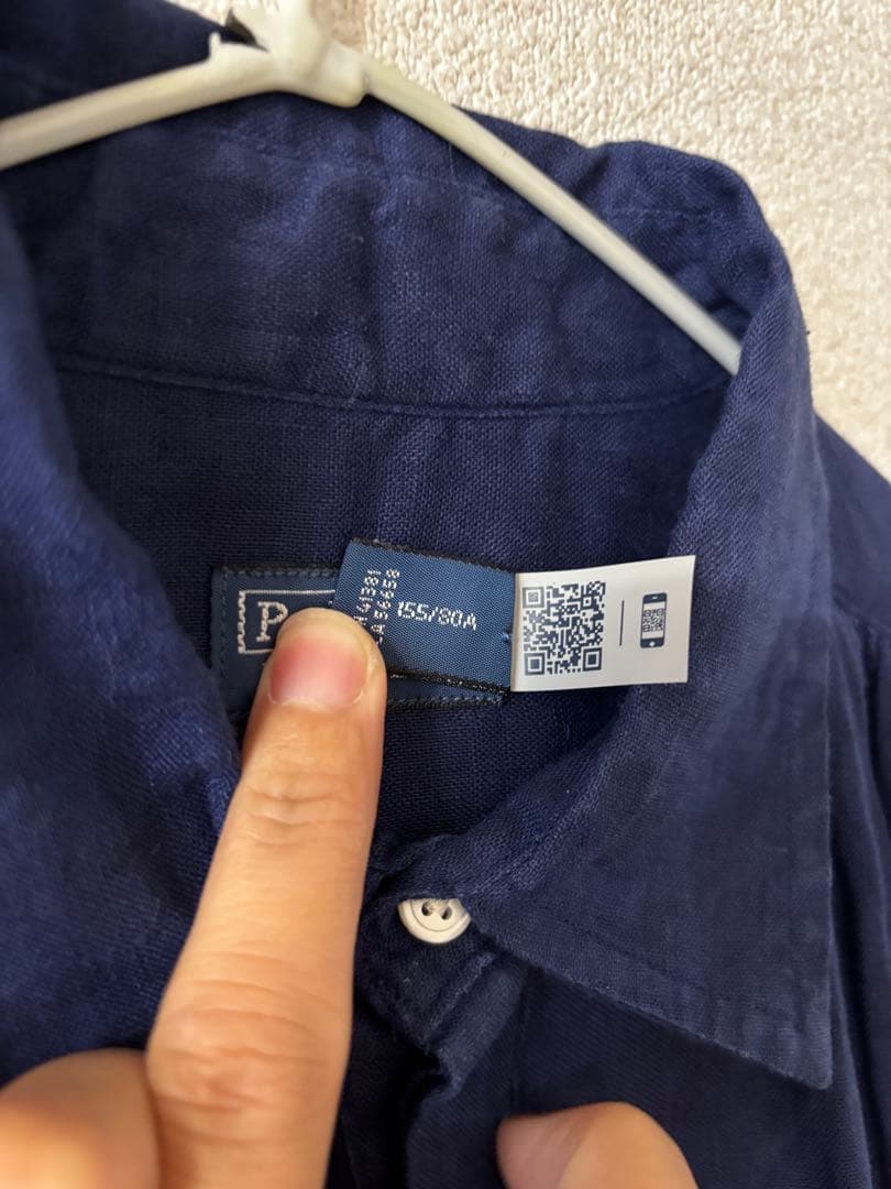 ラルフローレン　リネン　ネイビー　フレンチスリーブ　シャツ　XS