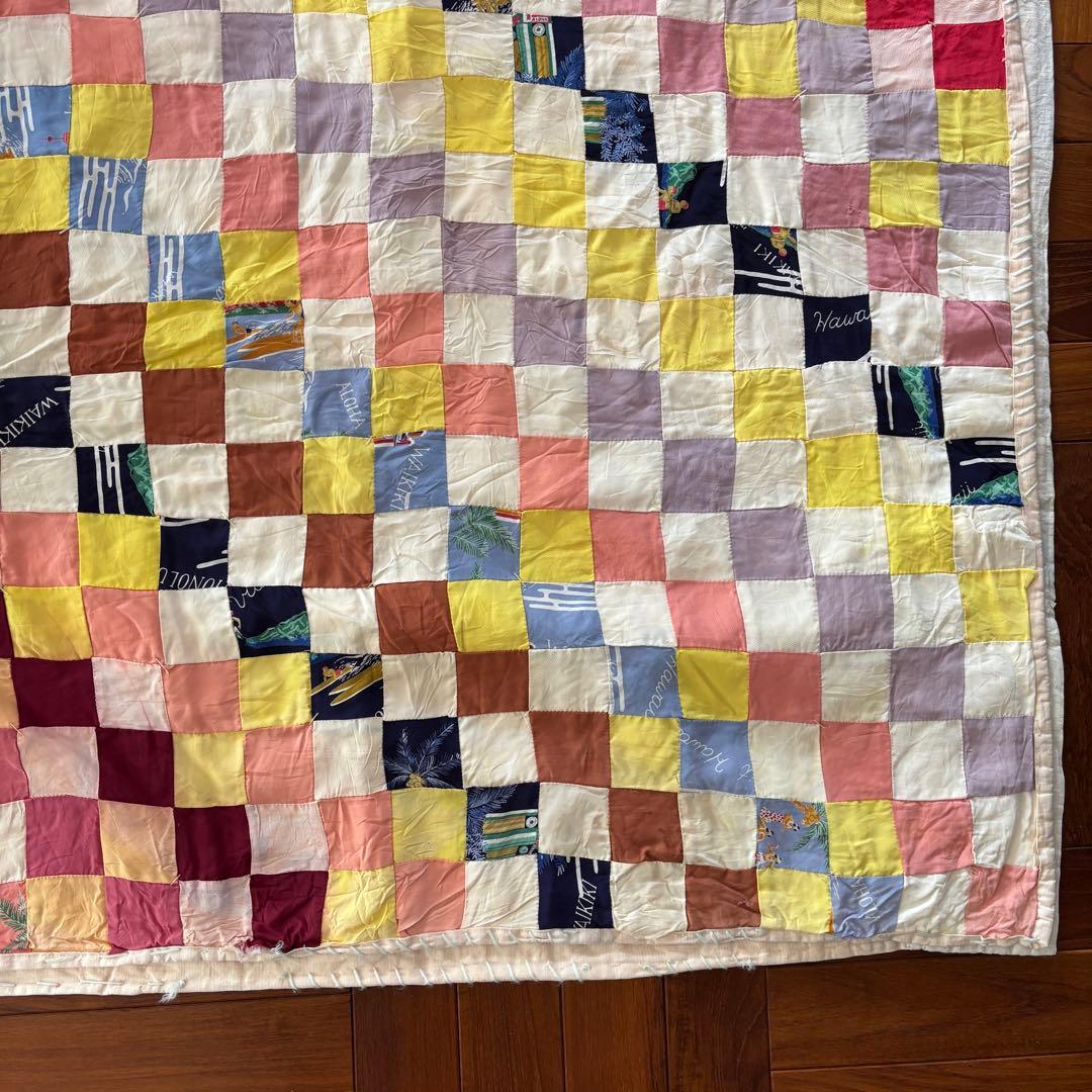 ヴィンテージハワイアンキルト　ラグ