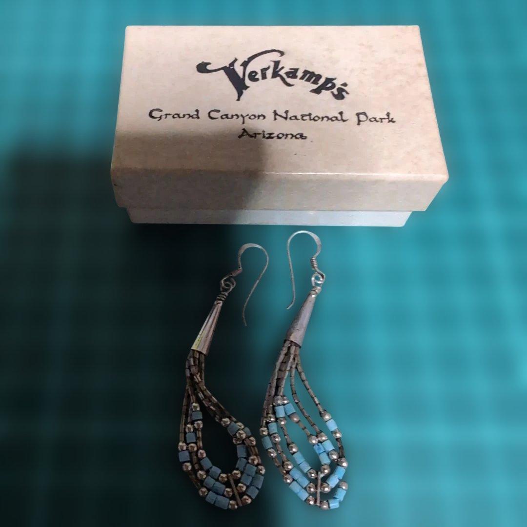 ナバホ族 リキッドシルバーターコイズ ピアス