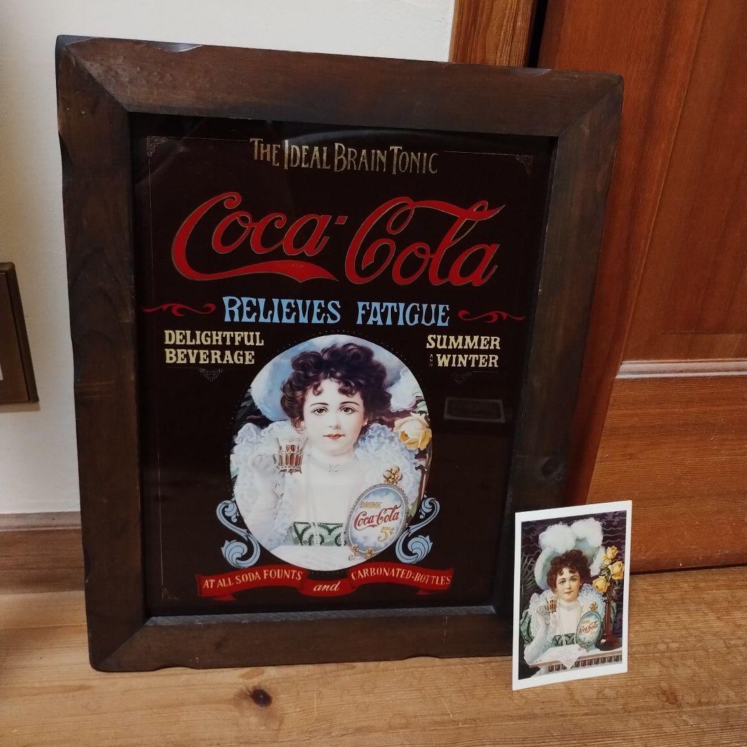★ビンテージCoca-Colaウッドフレームパブミラー