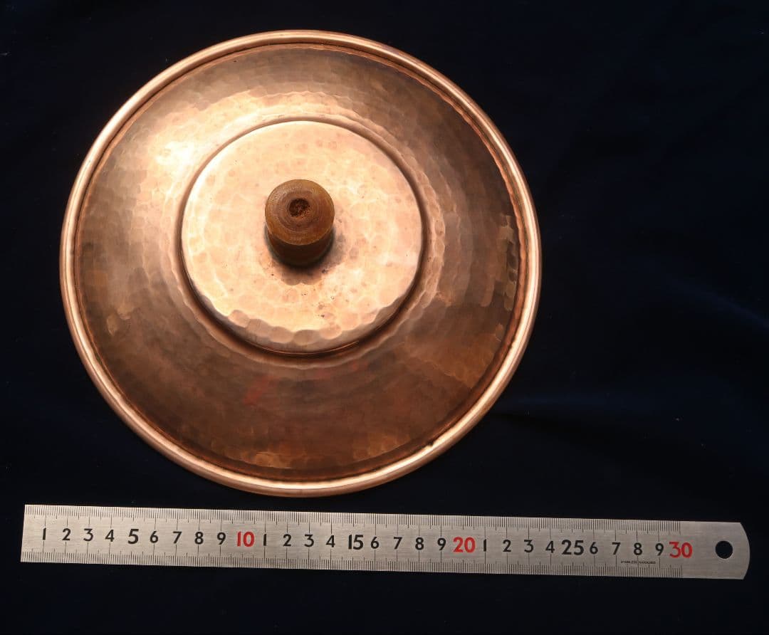 メキシコ　銅製 両手鍋 直径約25cm 木製ハンドル付き　値下げ