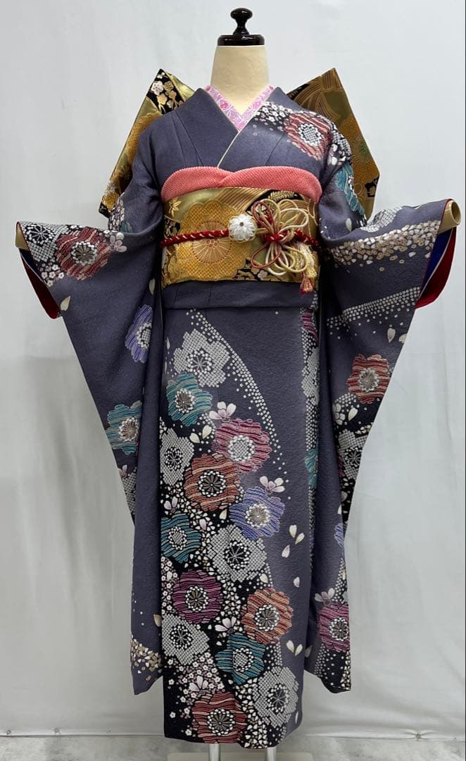 振り袖　フルセット　別誂長襦袢　成人式　金彩加工　銀通し　ますいわ屋扱い　597