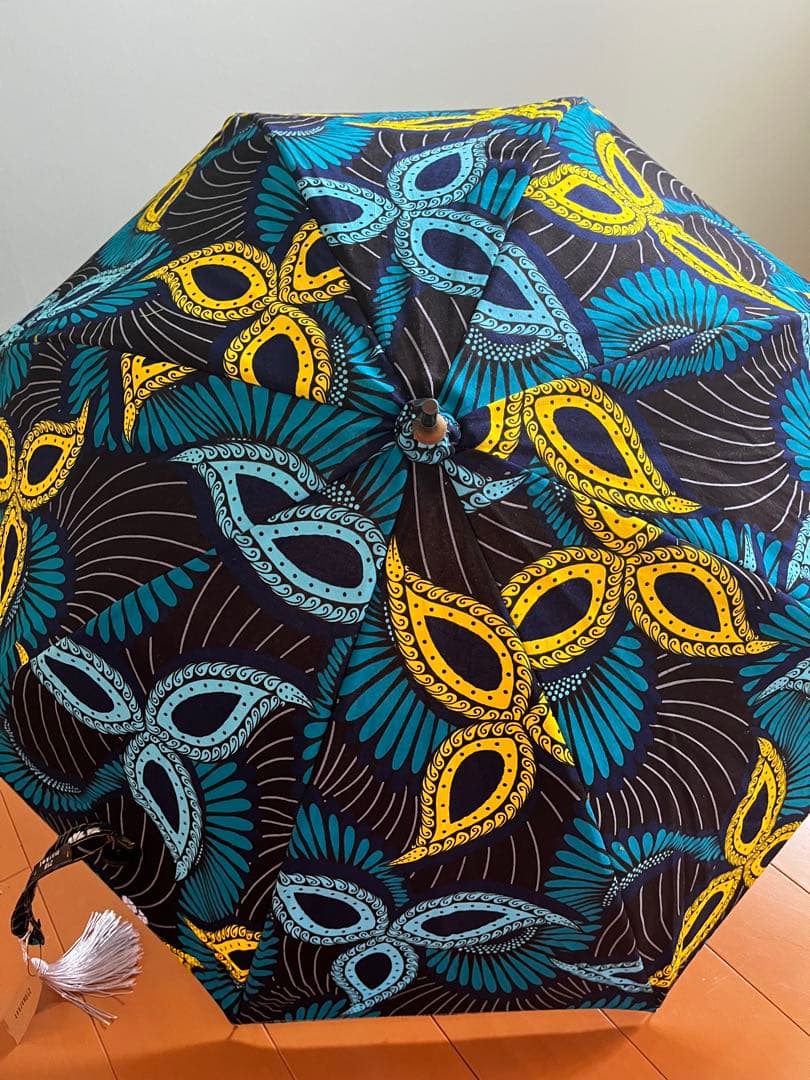 【870】アフリカン　日傘　タッセル付き