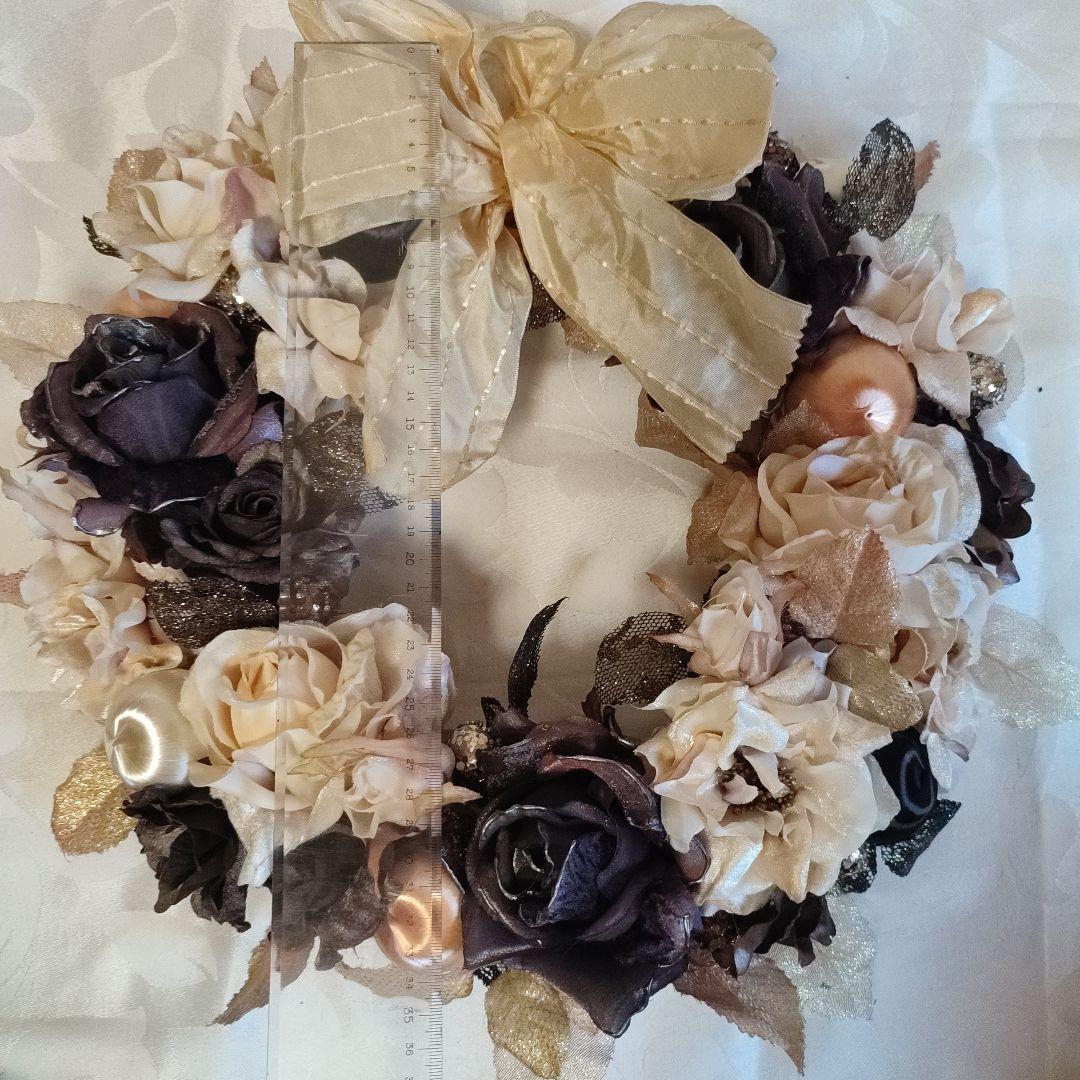 クリスマスリース　大きめ　ローズ　華やか