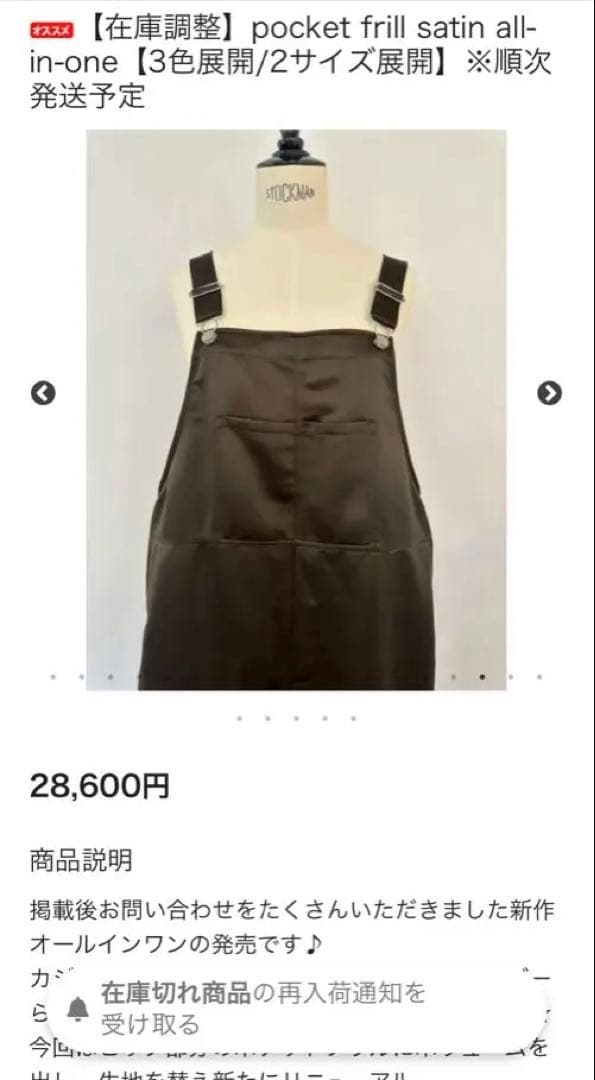 ロージーモンスター✴︎pocket frill satin all-in-one