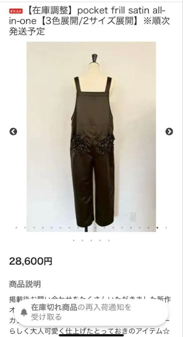 ロージーモンスター✴︎pocket frill satin all-in-one