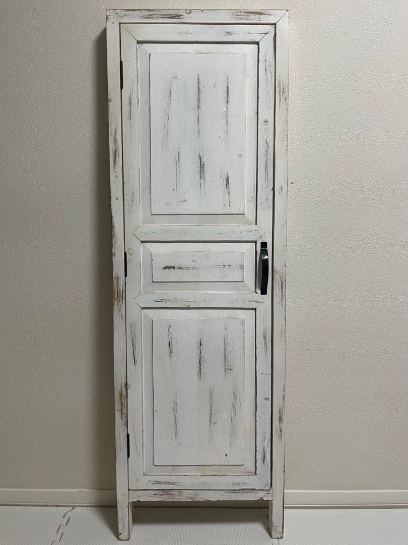 アンティーク スタンドミラー ビンテージ 扉付き 姿見 全身鏡　ホワイト