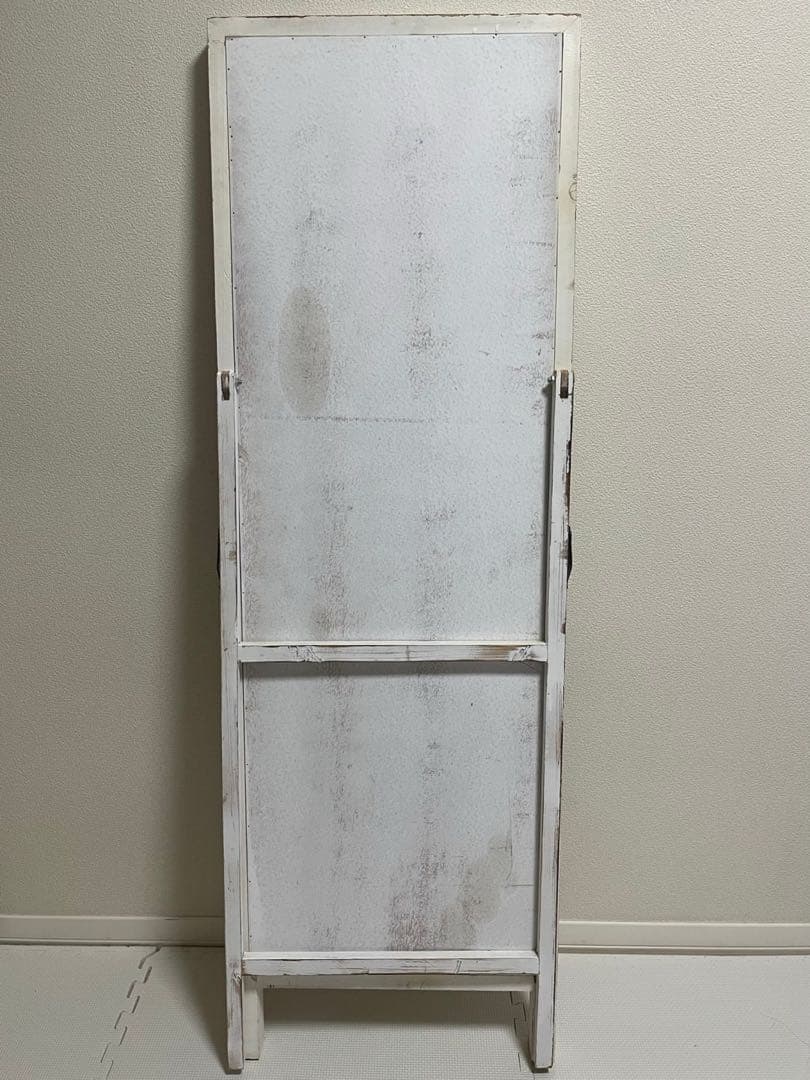 アンティーク スタンドミラー ビンテージ 扉付き 姿見 全身鏡　ホワイト