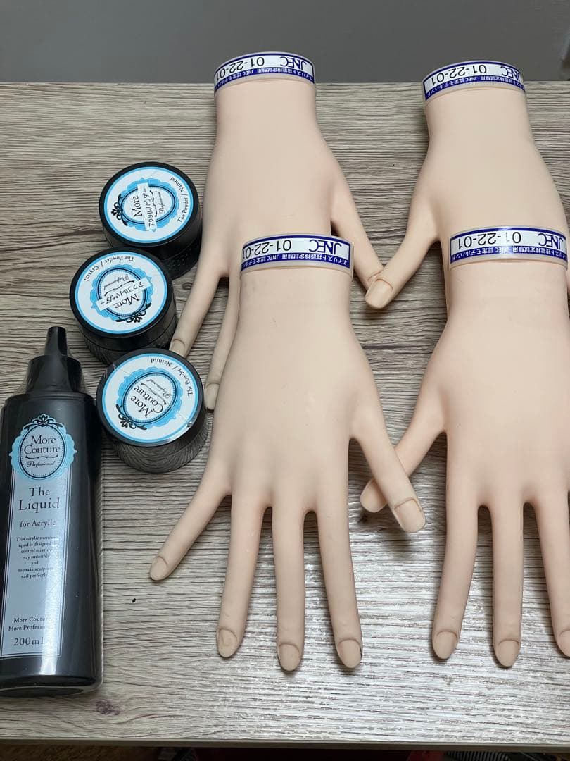 ネイリスト技能検定試験用JNEC認定モデルハンド &アクリル、チップまとめ売り