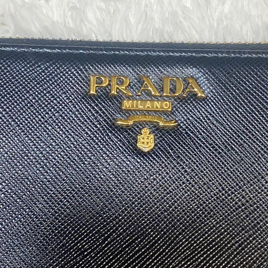 【良品】プラダ✨PRADAサフィアーノ メタル ブラックレザー 長財布