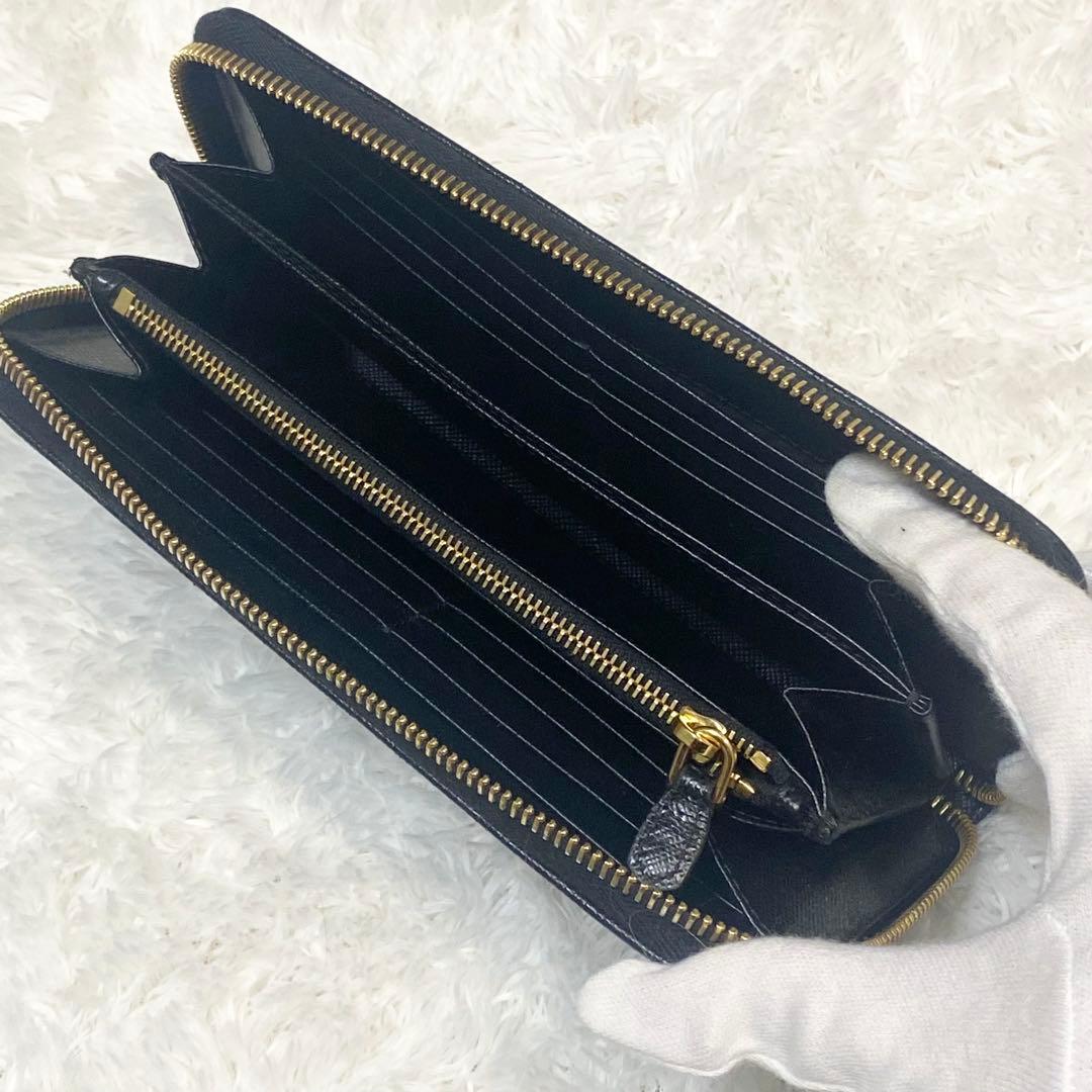 【良品】プラダ✨PRADAサフィアーノ メタル ブラックレザー 長財布