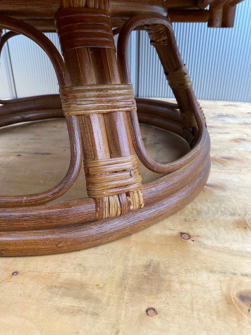 ラタン 籐 回転座椅子 リクライニング 花柄 クッション チェア