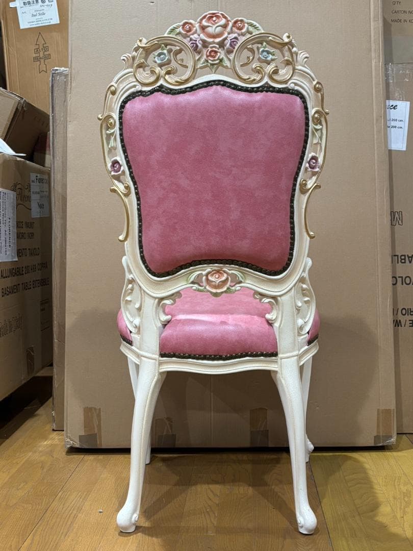 専用 ダイニング5点セット 120cm ロココ 本革 猫脚 テーブルセット