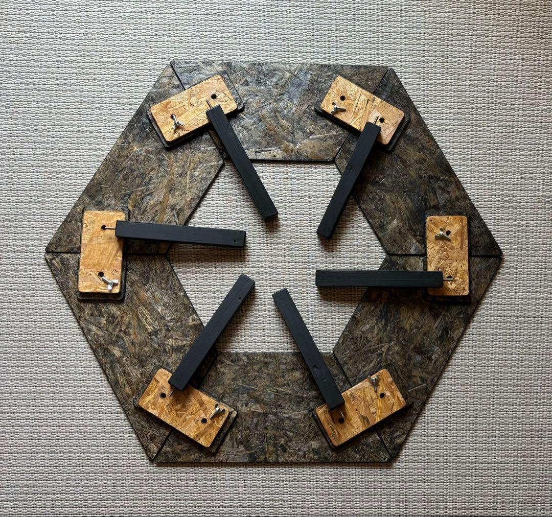 ヘキサテーブル50センターテーブル付き スケルトンブラック塗装