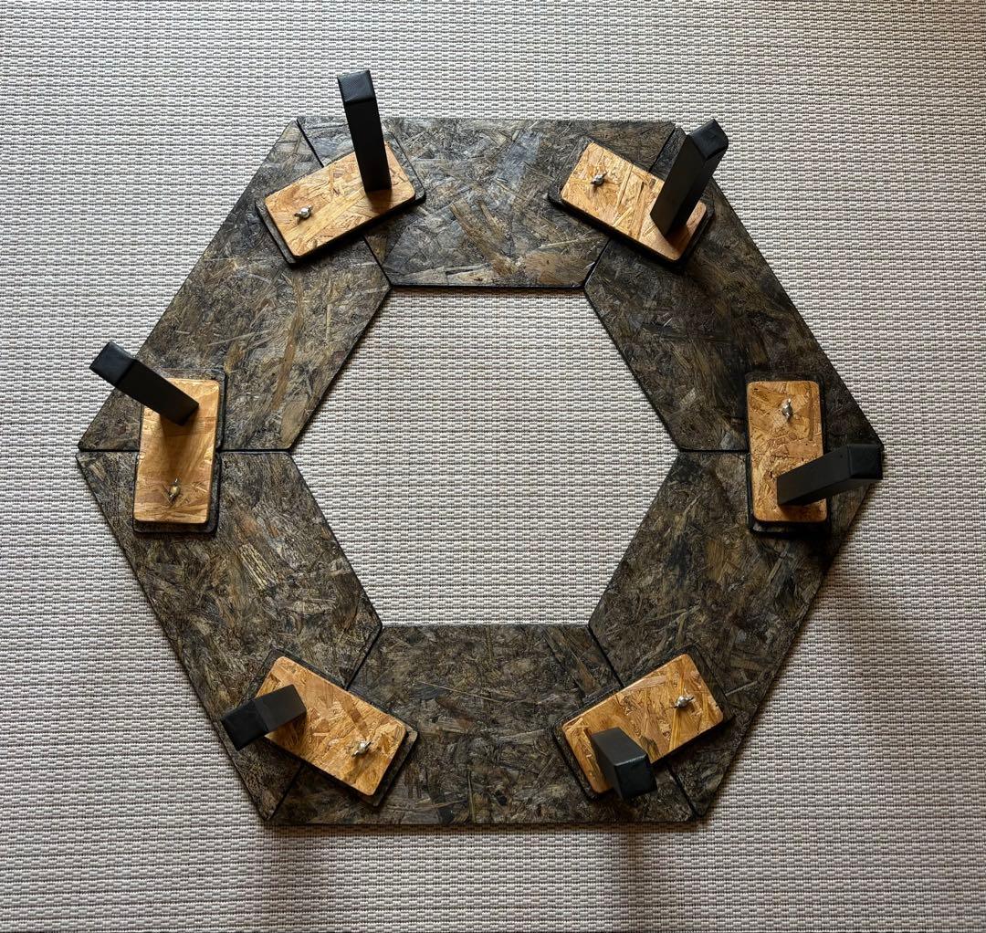 ヘキサテーブル50センターテーブル付き スケルトンブラック塗装