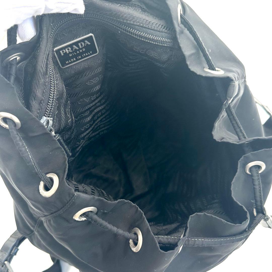 《良品》PRADA 三角ロゴ Wポケット ナイロン レザーリュック デイパック