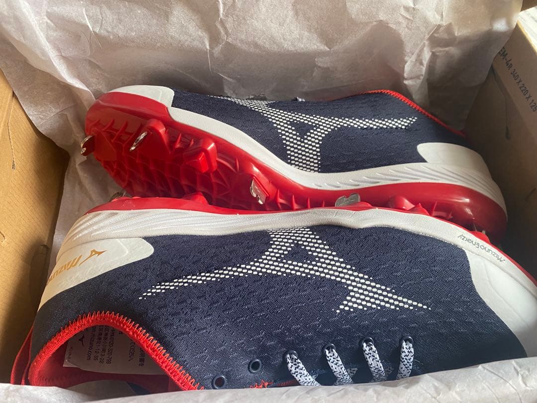 Mizuno スパイクシューズ ワイド ネイビー/レッド