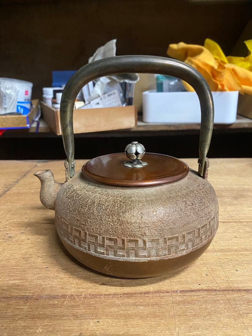 古い卍入瀟酒瓶 しょうしゃ 銅瓶 鉄瓶 茶道具