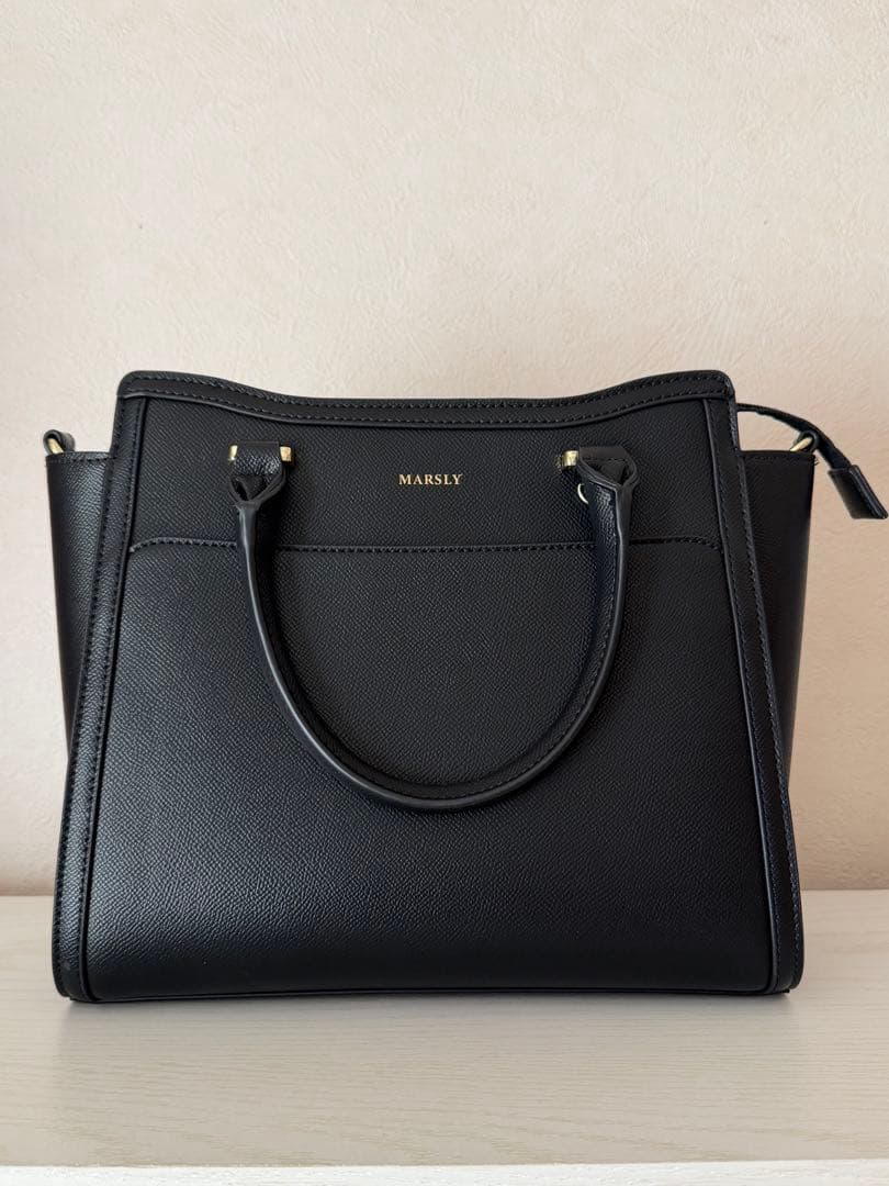 MARSLY ブラック トートバッグ 透明ポケット付き