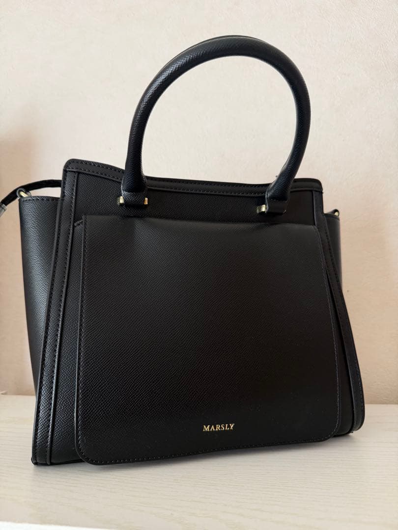 MARSLY ブラック トートバッグ 透明ポケット付き