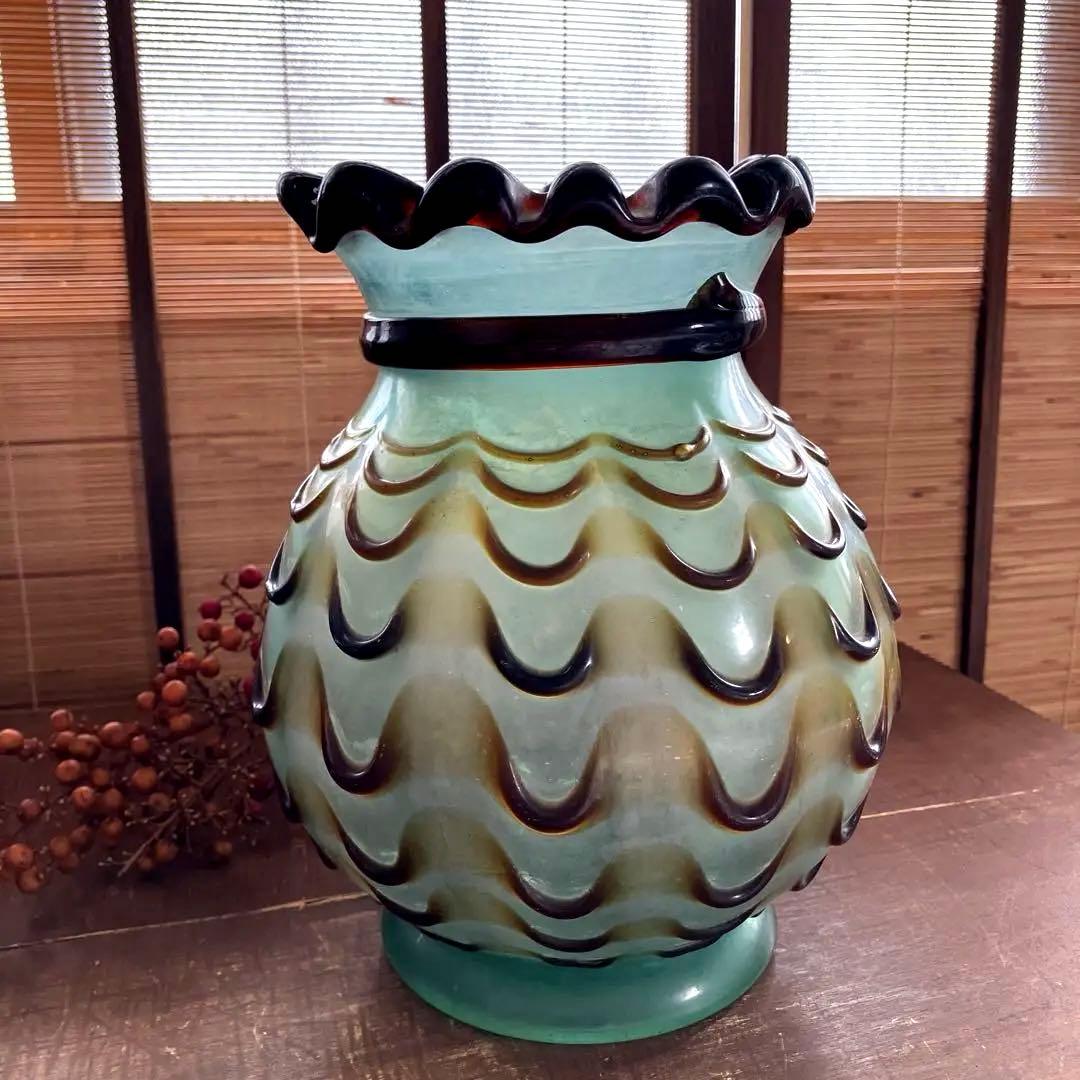 アンティーク　西洋　ガラス　花瓶　ヴィンテージ　スペイン　骨董