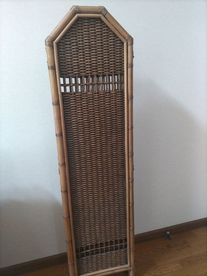 藤　ラタン　パーテション　4連　衝立　間仕切り