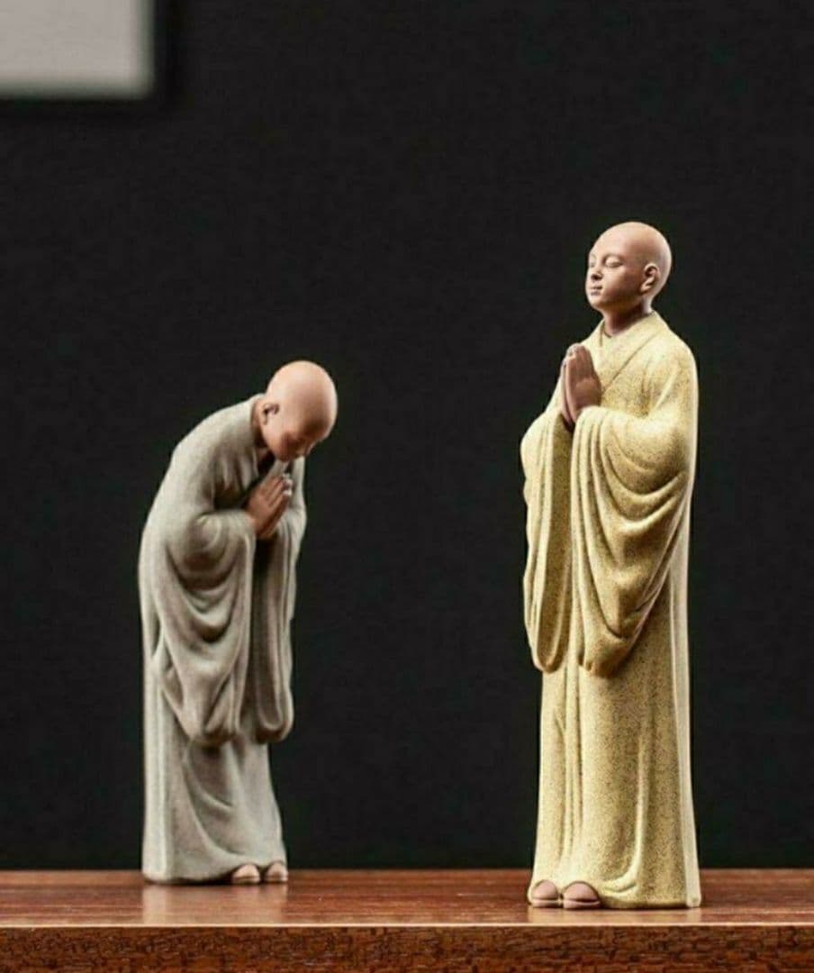 紫砂 禅意和尚 禅意 事務室の置物 陶芸作品 新品 2体