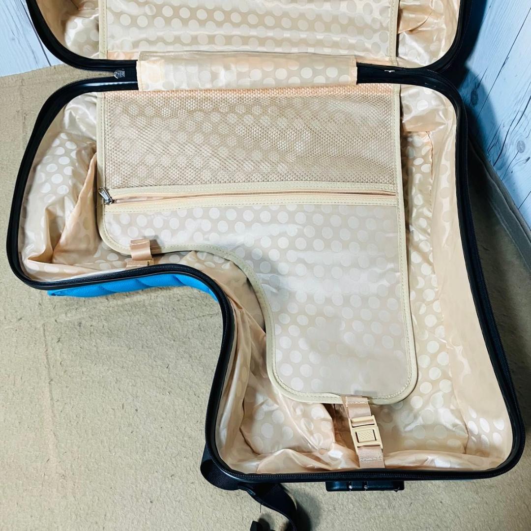 美品 noricco風 キャリーケース ブルー クッション ベルト付 バナナ型