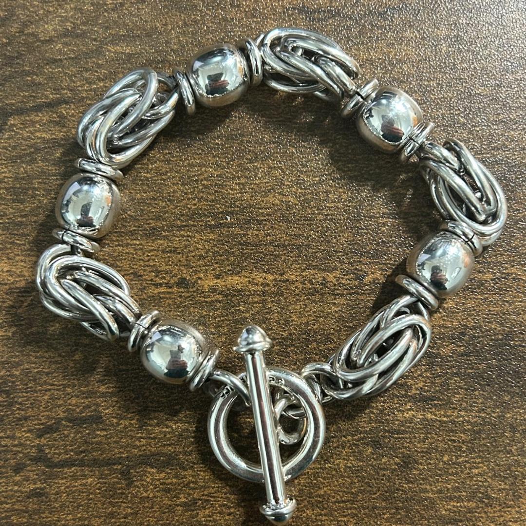 希少 メキシコ製 タスコ シルバー925 コンビチェーンブレスレット マンテル