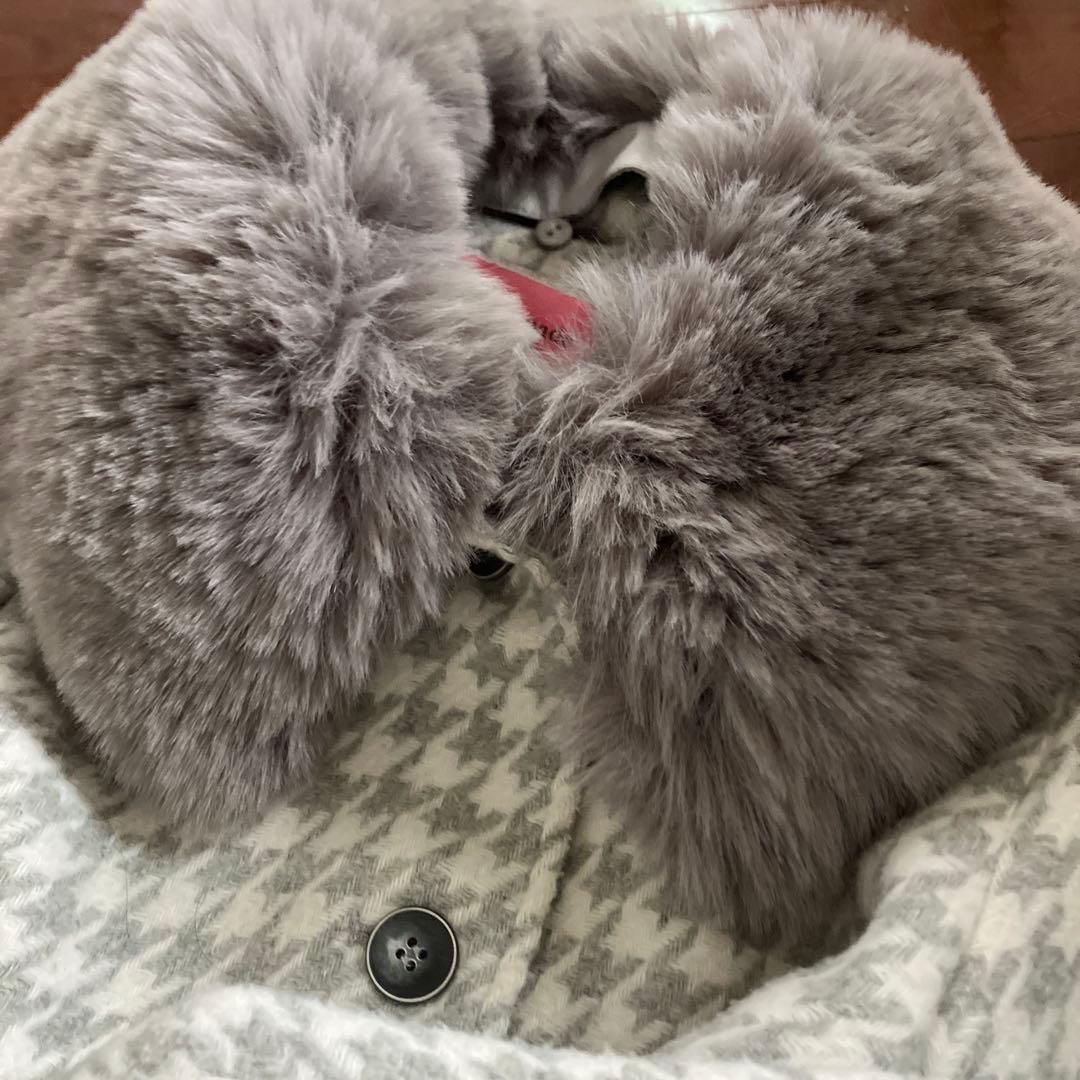 ケイトスペード　ファーティペット千鳥柄コート　150