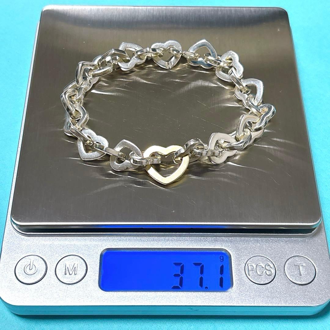【美品】19.5cmティファニー ハートリンク コンビブレスレット925/750
