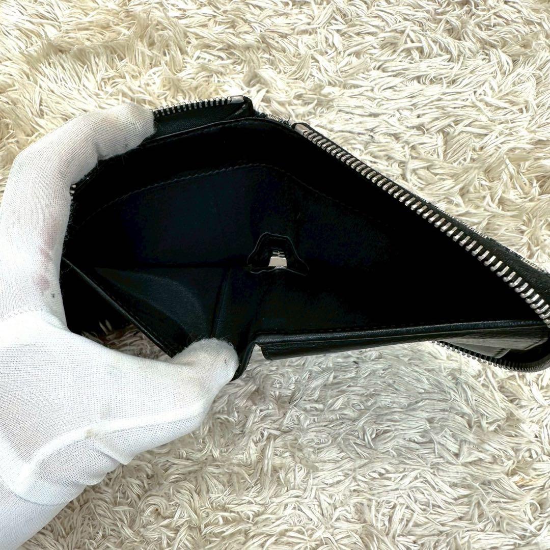 【美品】DIOR 二つ折り財布 トロッター オブリーク ラウンドファスナー