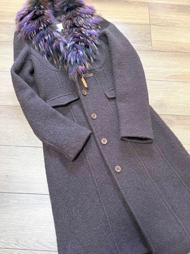 mmmn9さま専用♡ファー襟取外し可能ロングコート　ラクーン　イタリア製　PF