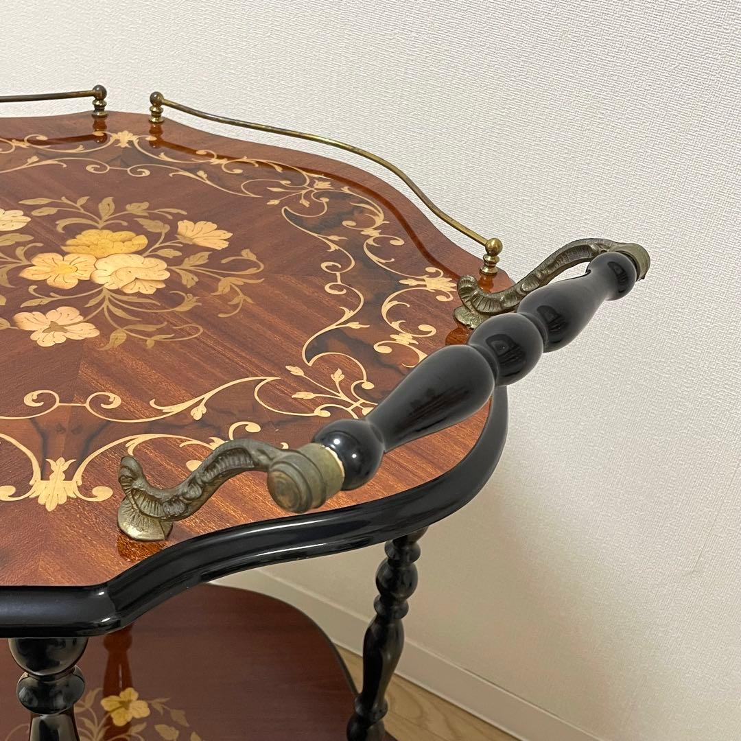 希少 美品 イタリア製 象嵌 キャスター付き キッチンワゴン