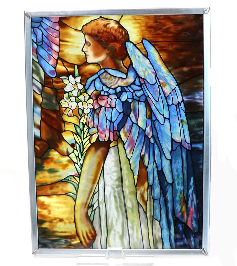 ルイス・C・ティファニー 大型 ヴィンテージステンドグラス 光の復活の天使 教会
