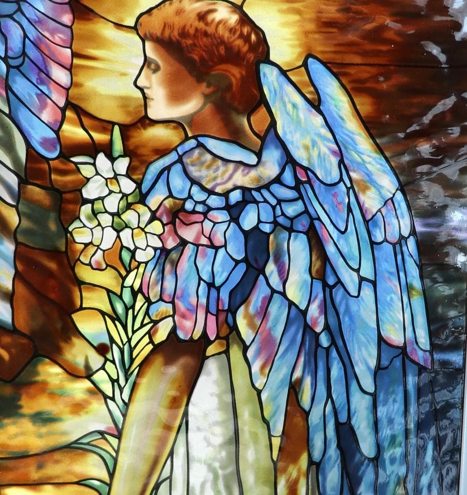 ルイス・C・ティファニー 大型 ヴィンテージステンドグラス 光の復活の天使 教会