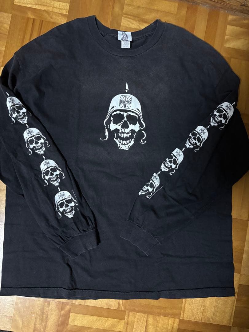 激レア　00s ウエストコーストチョッパーズ　スカル　ロンt フェード　袖プリ