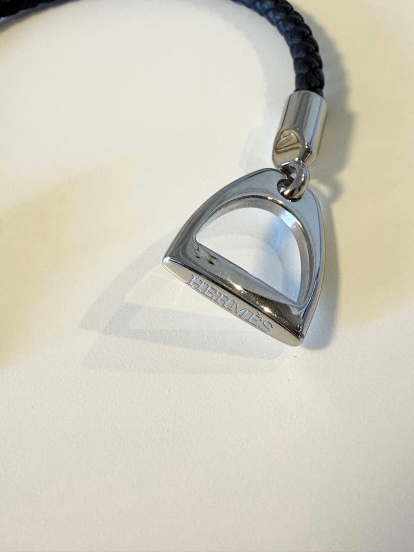 HERMES レザーブレスレット エトリエ　ブラック　T2