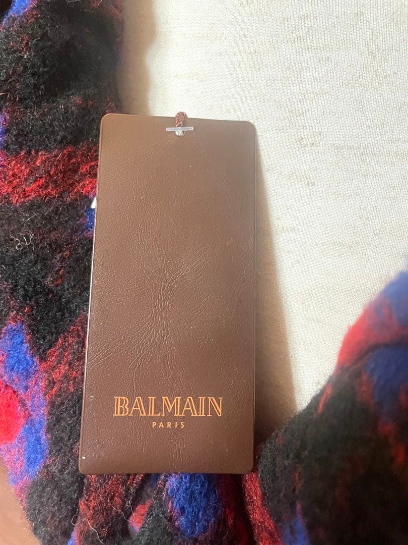 バルマン　定価約7万　チェック柄　フード付きロングコート未使用♡