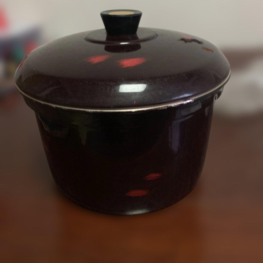 【中古】紫色の土鍋 金属製蓋付き19-375