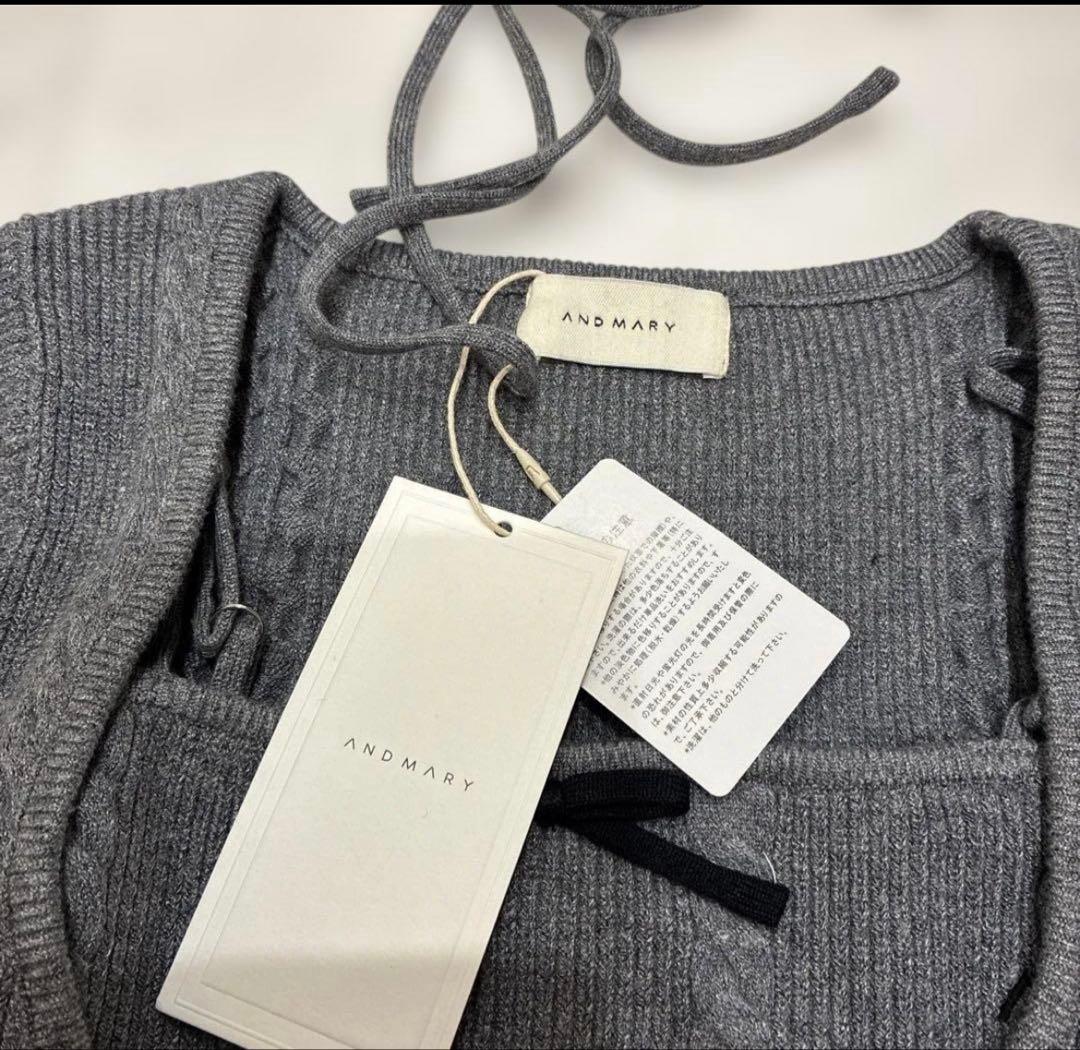 ANDMARY Sharon ribbon tops グレーアンドマリー
