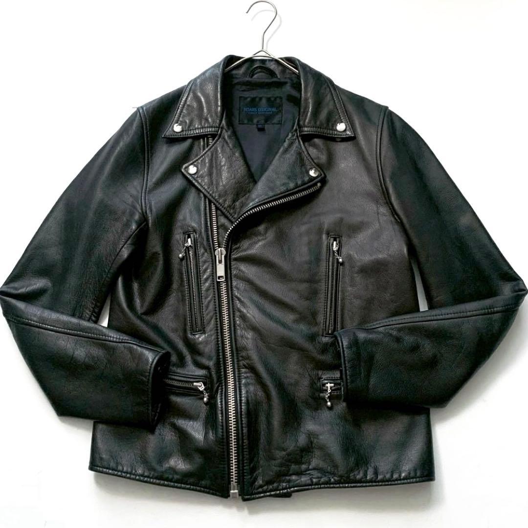 【美品】ロアーズオリジナル ダブル ライダースジャケット 牛革 M ブラック