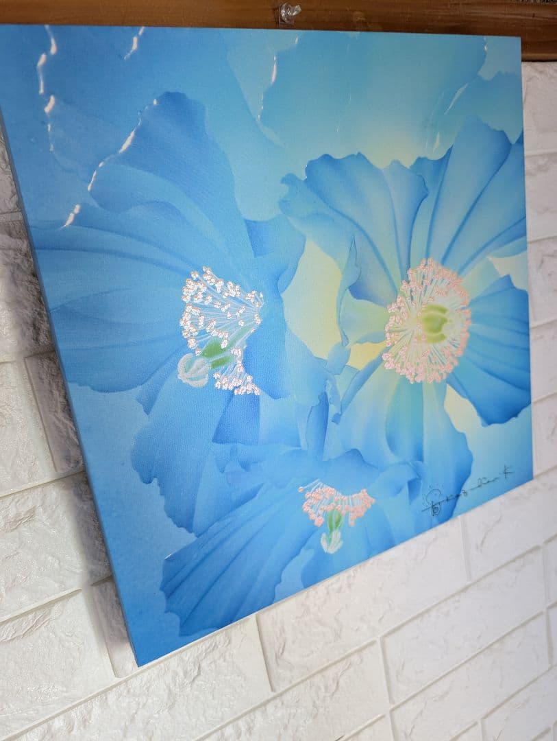 草場一壽 陶彩画転写アートボード　ブルーポピー