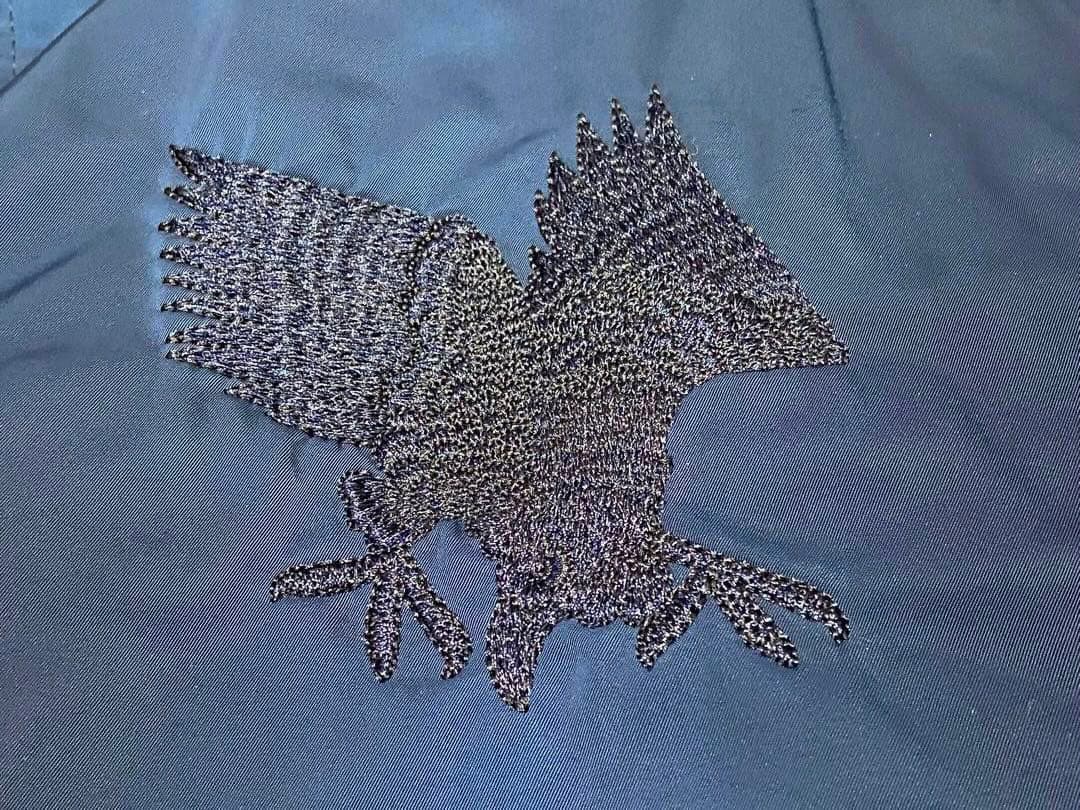 アリステア スカジャン MA-1 両面刺繍 鷹 和柄 刺繍ジャケットXLネイビー