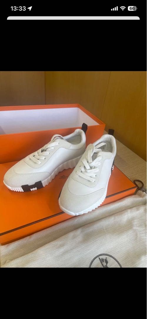 【現行品】HERMES 新品未使用バウンシング　スニーカー　オフホワイト　白37