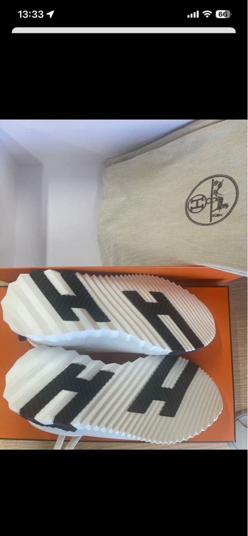 【現行品】HERMES 新品未使用バウンシング　スニーカー　オフホワイト　白37