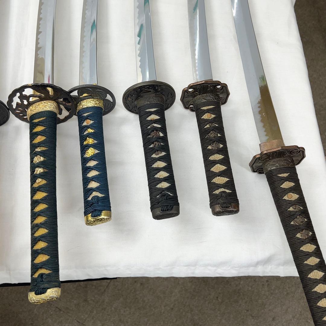 【傷あり】B 模造刀 10本 まとめ 透かし鍔 太刀鍔 太刀 脇差 白鞘