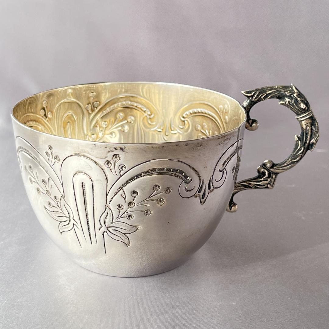 【仏蘭西】アールヌーボー カップ＆ソーサー 【シルバープレート】