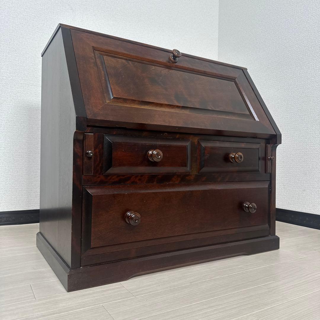 北海道民芸家具 ライティングビューロー カバ材 無垢材 ※i4※