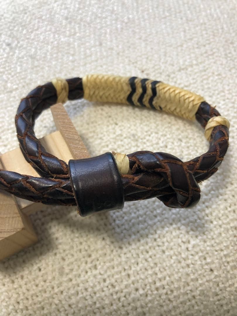 DOUBLERL RRL レザーブレスレット　編み込み ラルフローレン　ブラウン